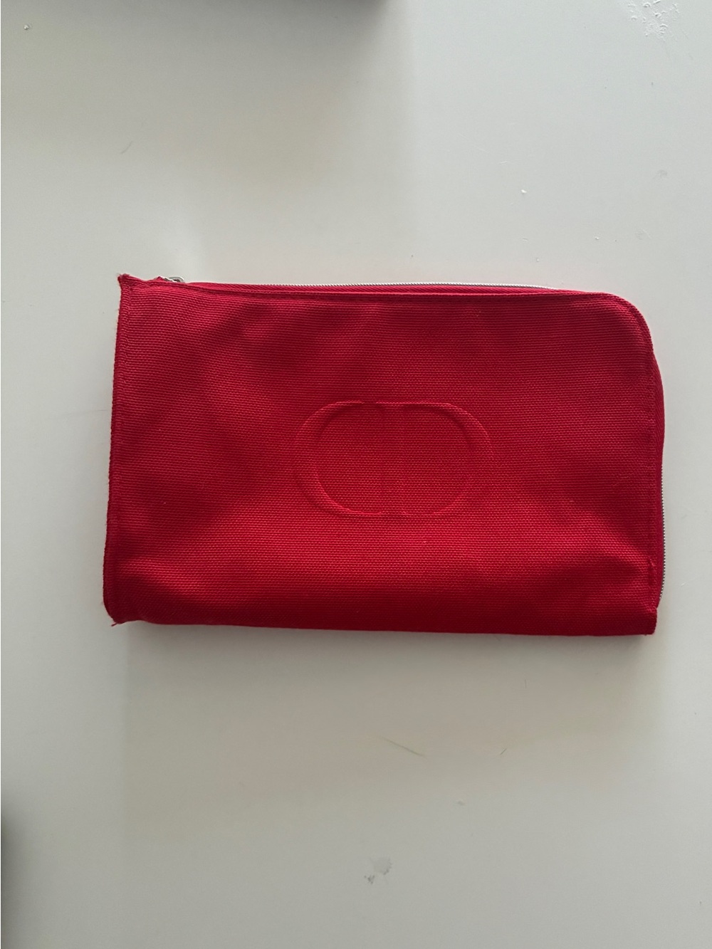 Authentic Christian Dior Red Canvas Makeup Pouch